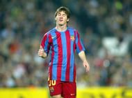 BARCELONA, SPAIN - NOVEMBER 2: Leo Messi of FC Barcelona gestures during the UEFA Champions League group C match between FC Barcelona and Panathinaikos at the Camp Nou stadium on November 2, 2005 in in Barcelona, Spain. (Photo by Luis Bagu/Getty Images)